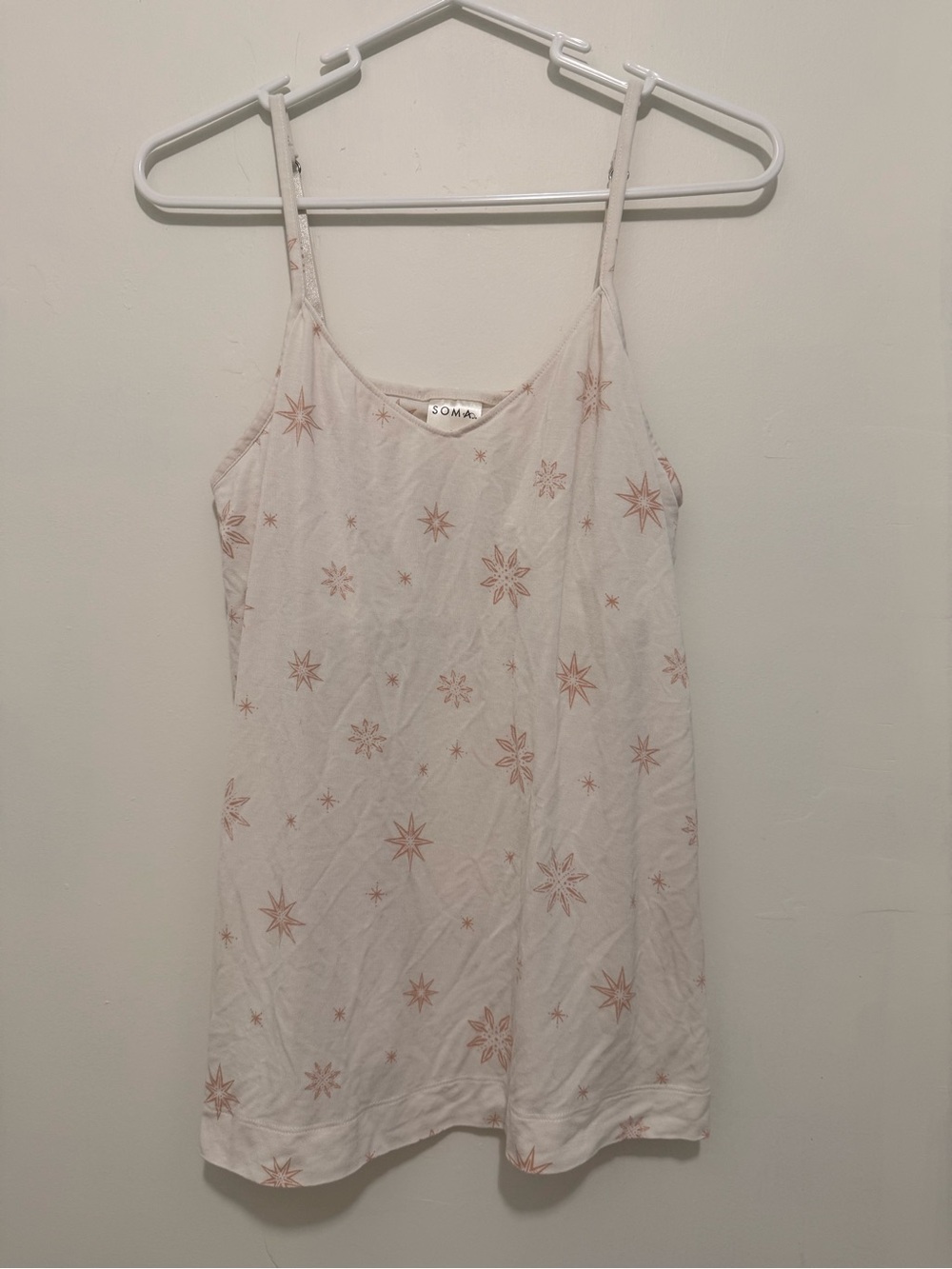 Soma Cool nights pajama sleep cami Pink starburst celestial ivory tank - first